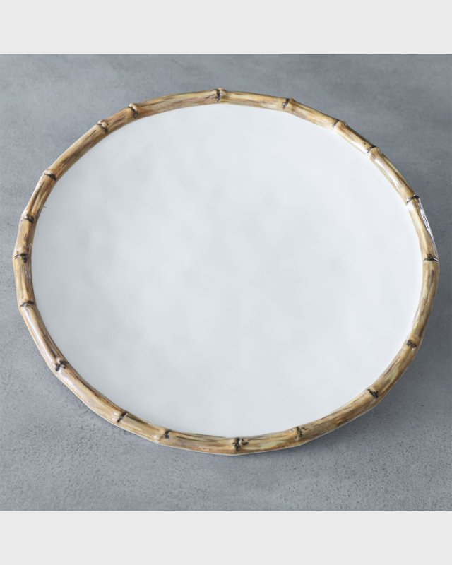 VIDA Bamboo 11" Dinner Plates, Set of 4 (White and Natural)